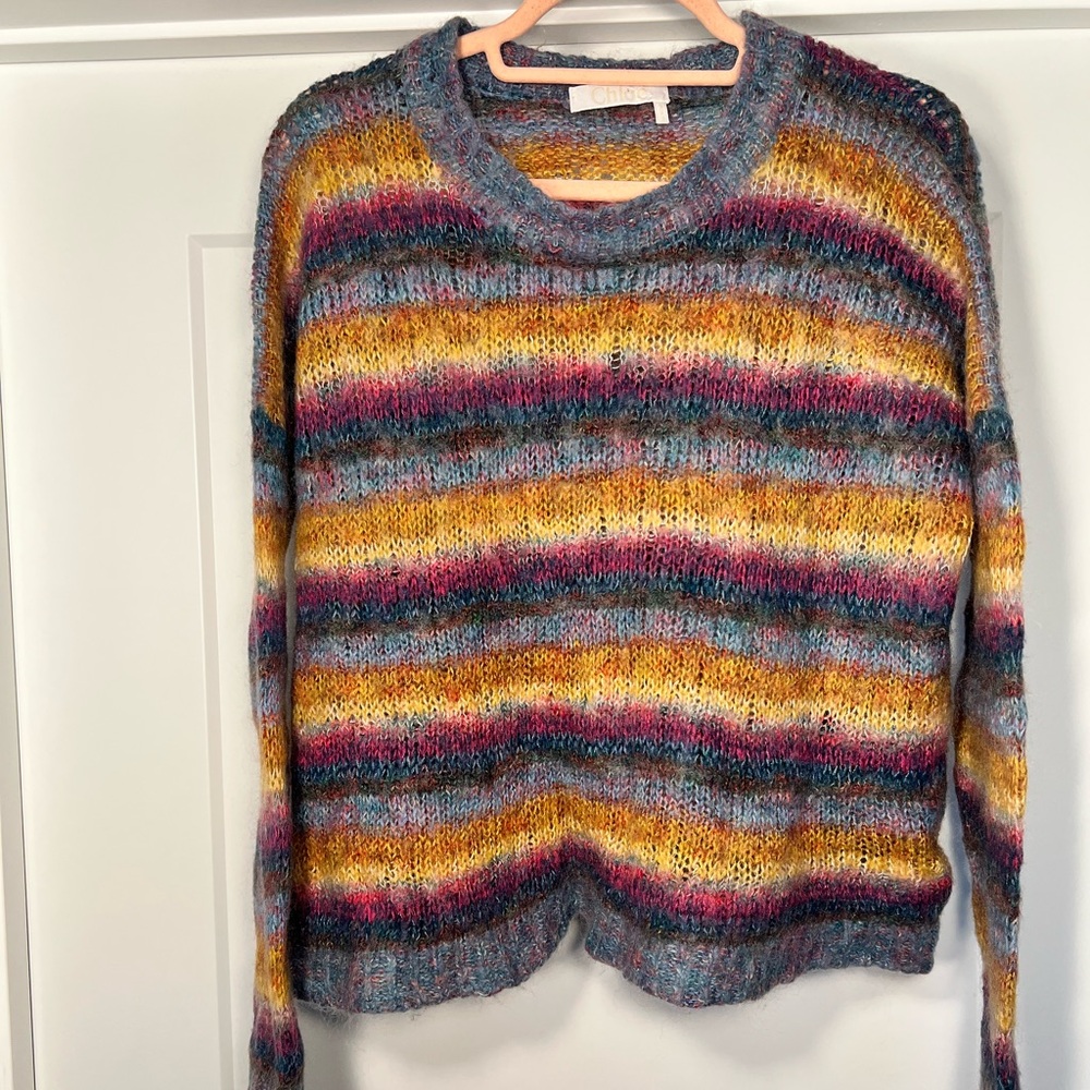 CHLOE Striped Mohair Oversize Sweater Runway 2017 Small